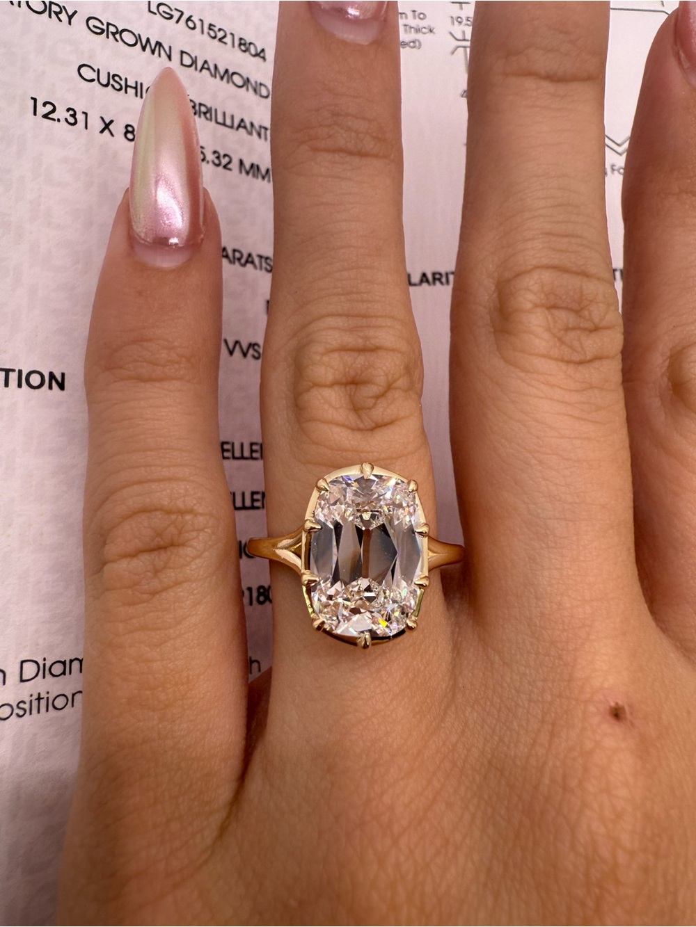 4.56 carat E VVS2 old mine cut diamond solitaire split shank engagement ring - Picture 3 of 11